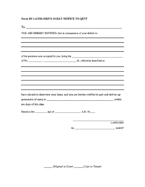 Landlord’s 10-Day Notice to Quit