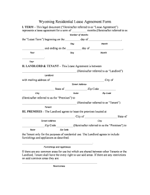 Wyoming Residential Lease Agreement