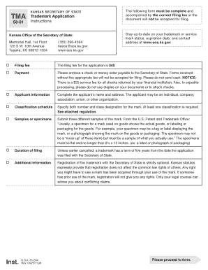 Kansas Trademark Application Form 58-01