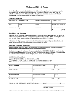 Bill of sale with notary - Vehicle Bill of Sale - bFormsb Arena