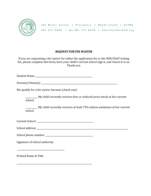 Request for Fee Waiver