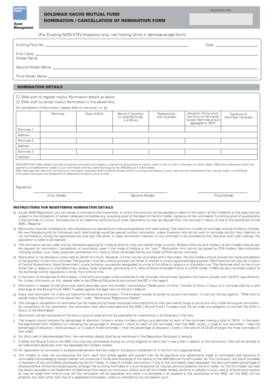 Goldman Sachs Mutual Fund Nomination Form