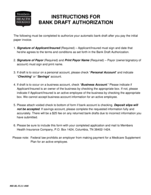 Bank Draft Authorization Form