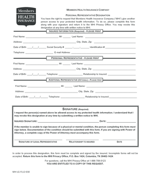 Personal Representative Designation Form