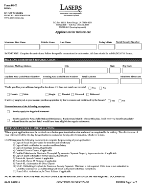 Louisiana State Employees Retirement Application