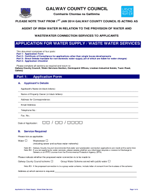Application for Water Supply / Waste Water Services