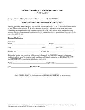 Direct Deposit Authorization Form