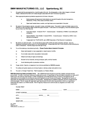 BMW Manufacturing Tour Waiver