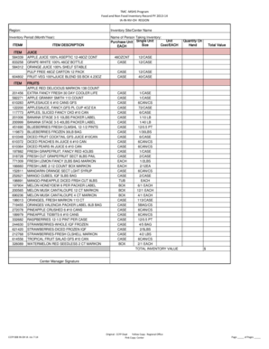 Restaurant inventory sheet template - MSHS Program Food and Non Food Inventory Record PY b2013b-14 bb