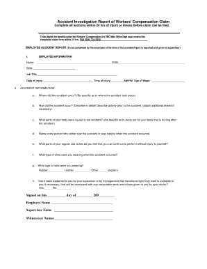 Workers' Compensation Accident Report Form