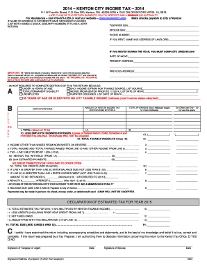 Kenton City Income Tax Form 2014