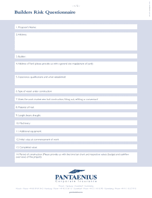 Builders Risk Questionnaire