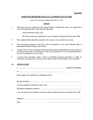 EU European Elector Registration Form