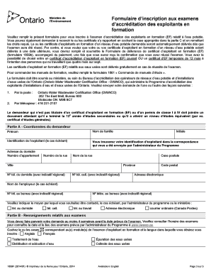Ontario Water Wastewater Certification Exam Registration Form