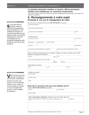 Demande de changement de nom d’une personne adulte