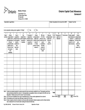 Ontario Corporations Tax Schedule 8