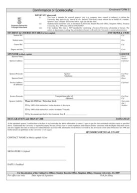 Sponsorship Enrolment Form