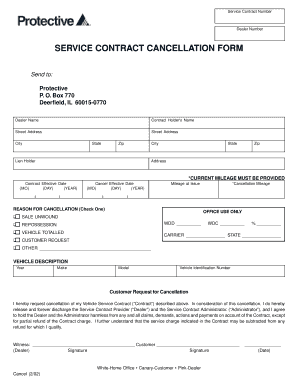 Service Contract Cancellation Form