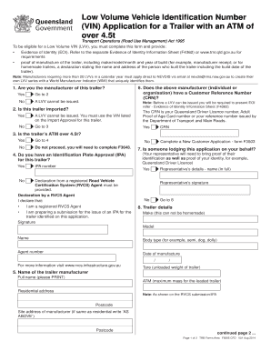 Low Volume VIN Application for Trailer