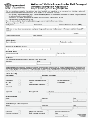Written-off Vehicle Inspection Exemption Application