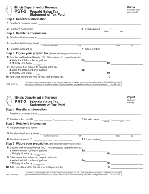 Illinois PST-2 Prepaid Sales Tax Statement