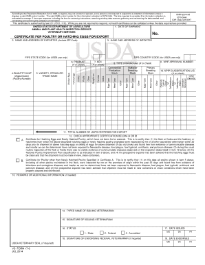 USDA Poultry Export Health Certificate