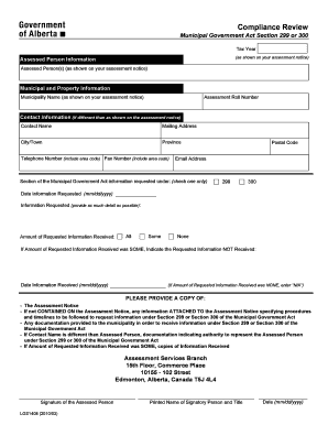 Municipal Government Act Section 299 or 300 Request Form
