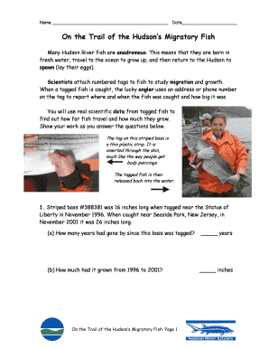 Hudson River Fish Migration Study Worksheet