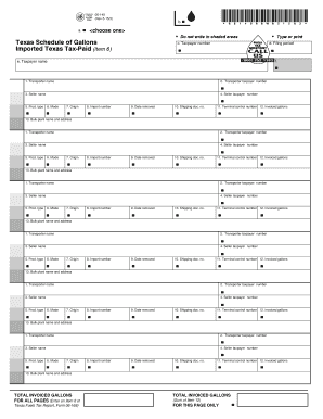 Texas Schedule of Gallons Imported Tax-Paid