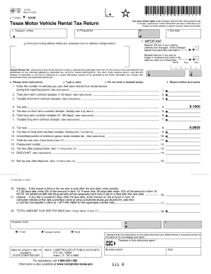 Texas Motor Vehicle Rental Tax Return
