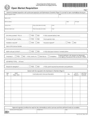 Texas Open Market Requisition Form