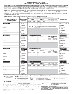 CACFP Annual Enrollment Form