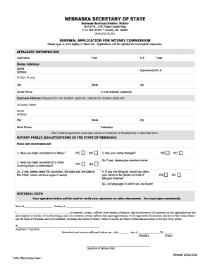 Nebraska Notary Commission Renewal Application
