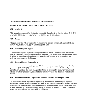 Nebraska Health Carrier External Review Request Form