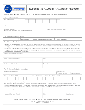 New York State Electronic Payment Request Form