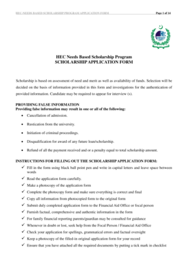 HEC Needs Based Scholarship Program Application Form