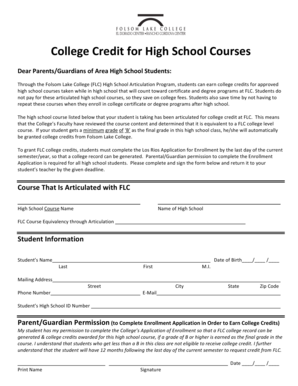 College Credit for High School Courses