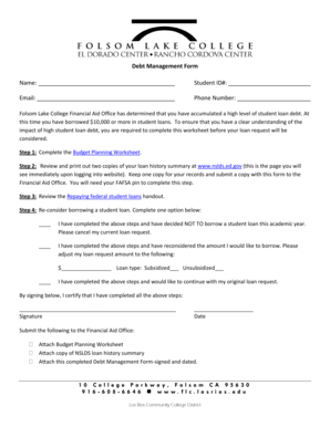 Debt Management Form