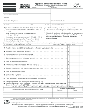 Nebraska Corporation Tax Extension Form 7004N