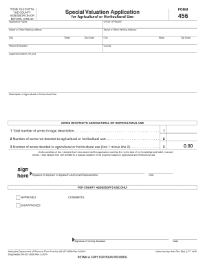 Nebraska Special Valuation Application Form
