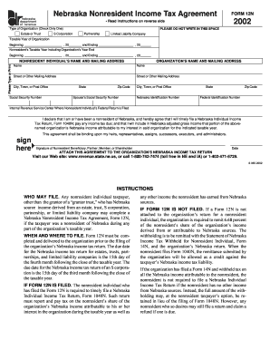 Nebraska Nonresident Income Tax Agreement Form 12N