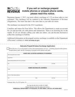 Nebraska Prepaid Wireless Surcharge Application
