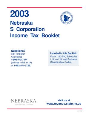 Nebraska S Corporation Income Tax Form 1120-SN