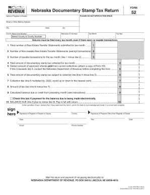Nebraska Documentary Stamp Tax Return