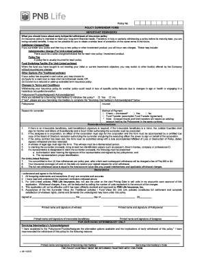 Policy Surrender Form