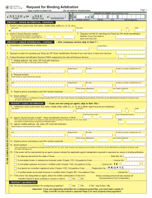 Texas Request for Binding Arbitration