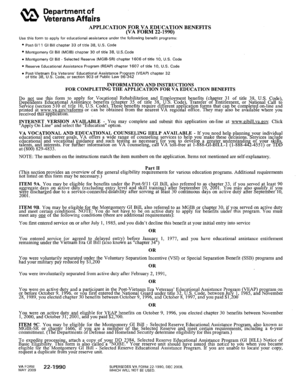 VA Form 22-1990 Application for Education Benefits