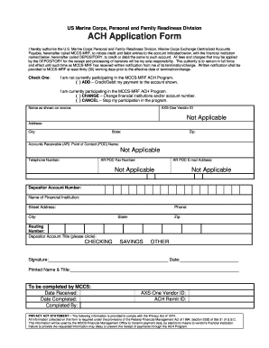 US Marine Corps ACH Application Form