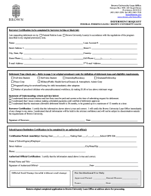 Federal Perkins Loan Deferment Request