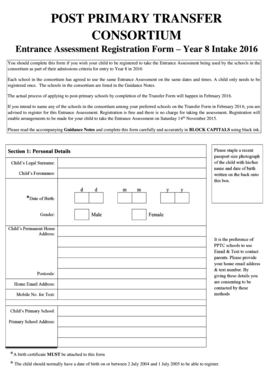 Entrance Assessment Registration Form